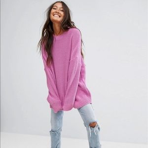 Pink ASOS oversized knit sweater